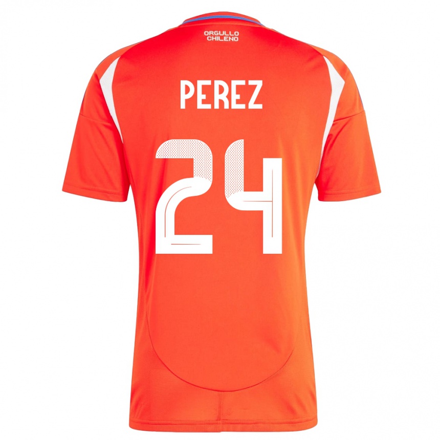 Kids Football Chile César Pérez #24 Red Home Jersey 24-26 T-Shirt Canada