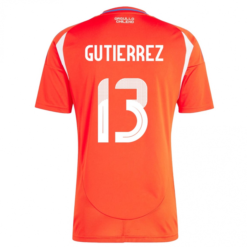 Kids Football Chile Daniel Gutiérrez #13 Red Home Jersey 24-26 T-Shirt Canada