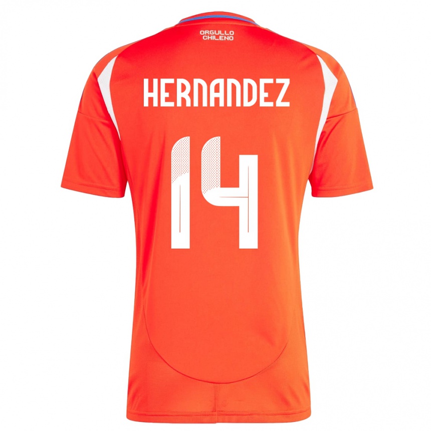 Kids Football Chile Leandro Hernández #14 Red Home Jersey 24-26 T-Shirt Canada