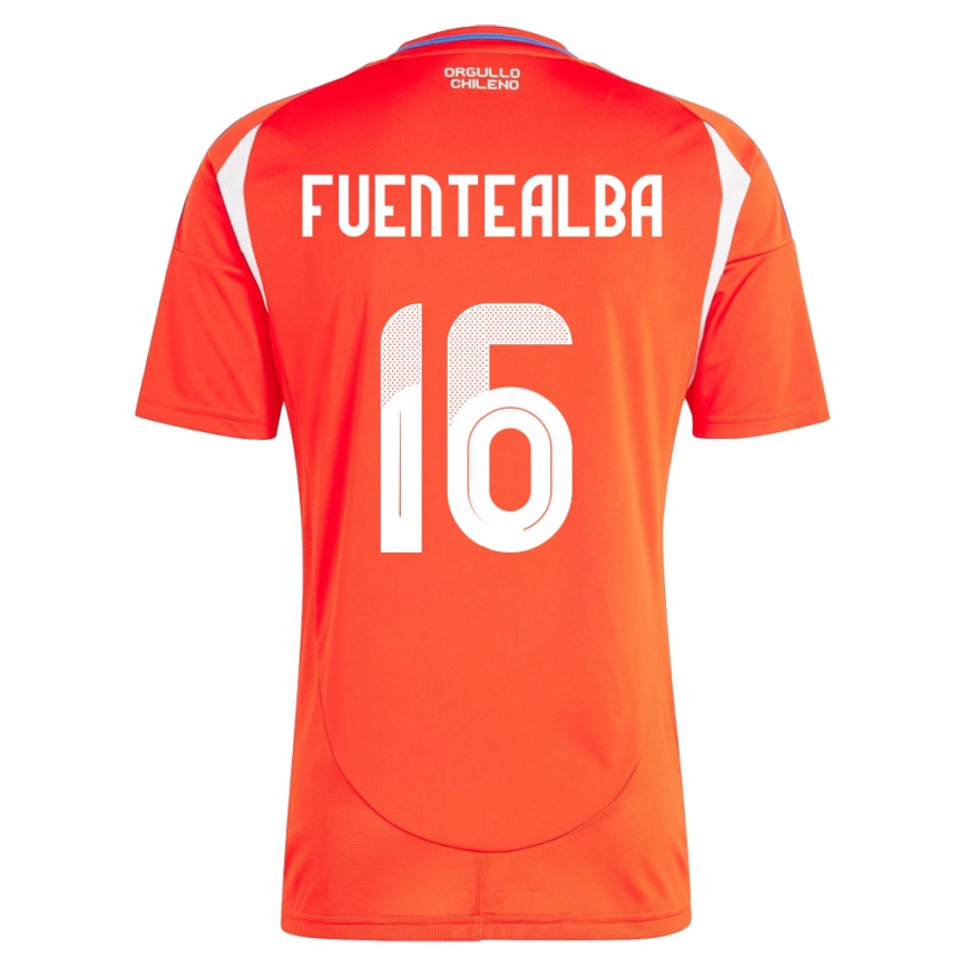 Kids Football Chile Jeison Fuentealba #16 Red Home Jersey 24-26 T-Shirt Canada