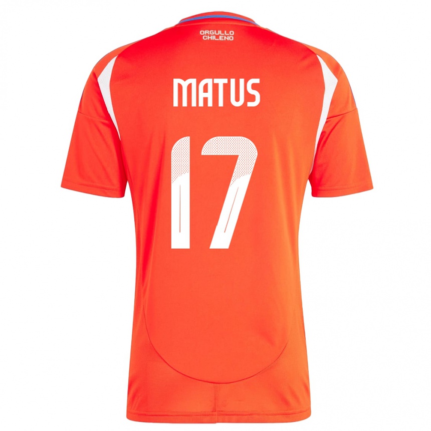 Kids Football Chile Esteban Matus #17 Red Home Jersey 24-26 T-Shirt Canada