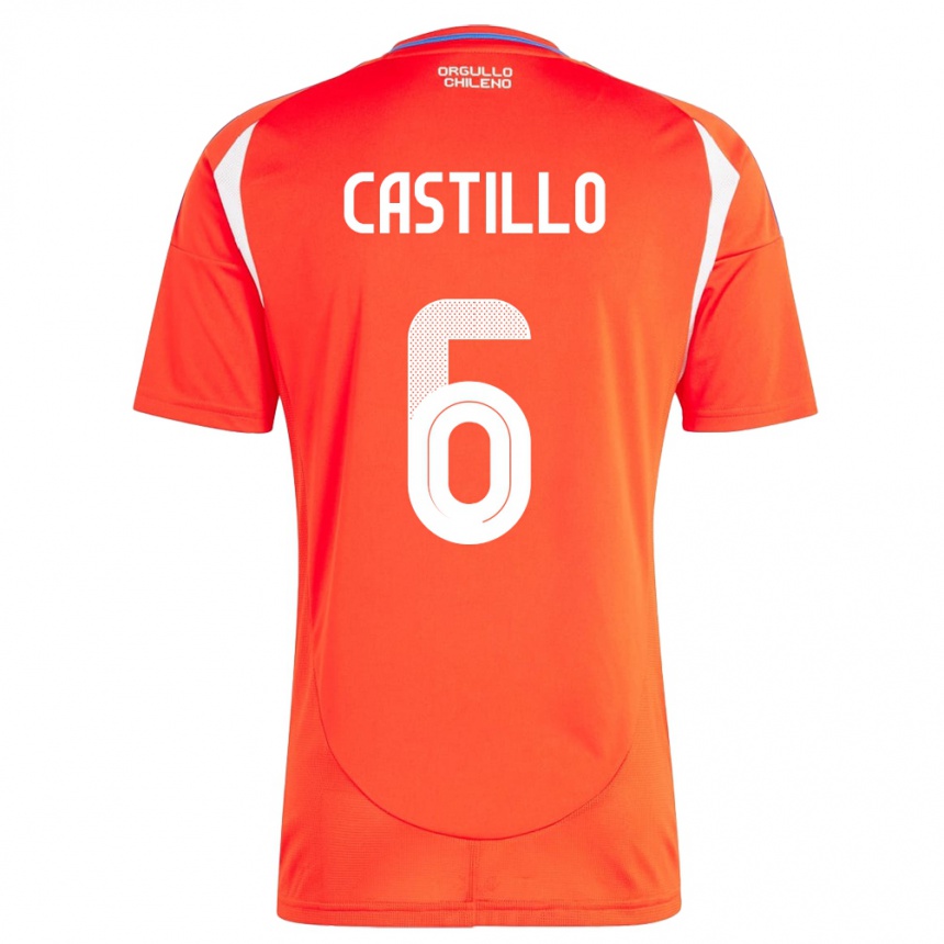 Kids Football Chile Cristóbal Castillo #6 Red Home Jersey 24-26 T-Shirt Canada