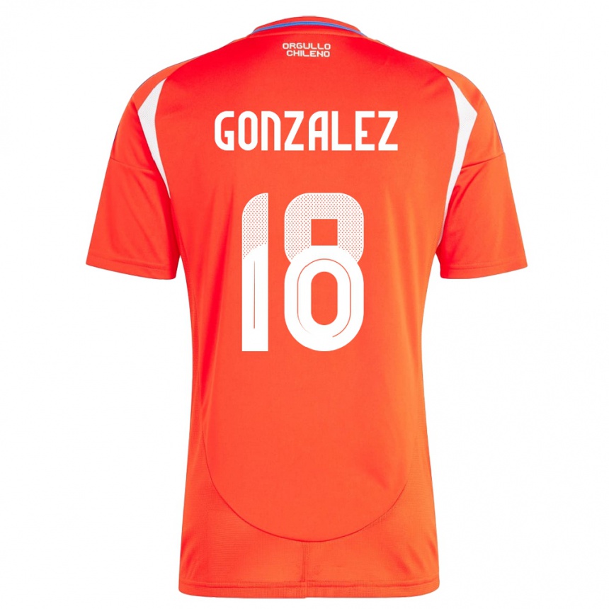 Kids Football Chile Bryan González #18 Red Home Jersey 24-26 T-Shirt Canada