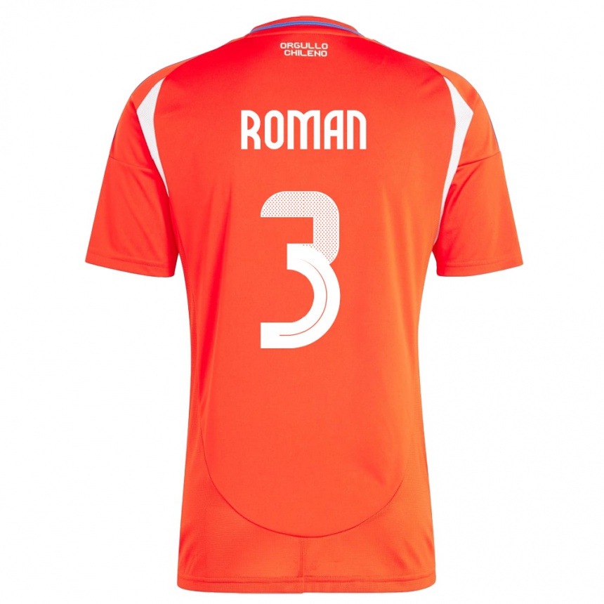 Kids Football Chile Iván Román #3 Red Home Jersey 24-26 T-Shirt Canada