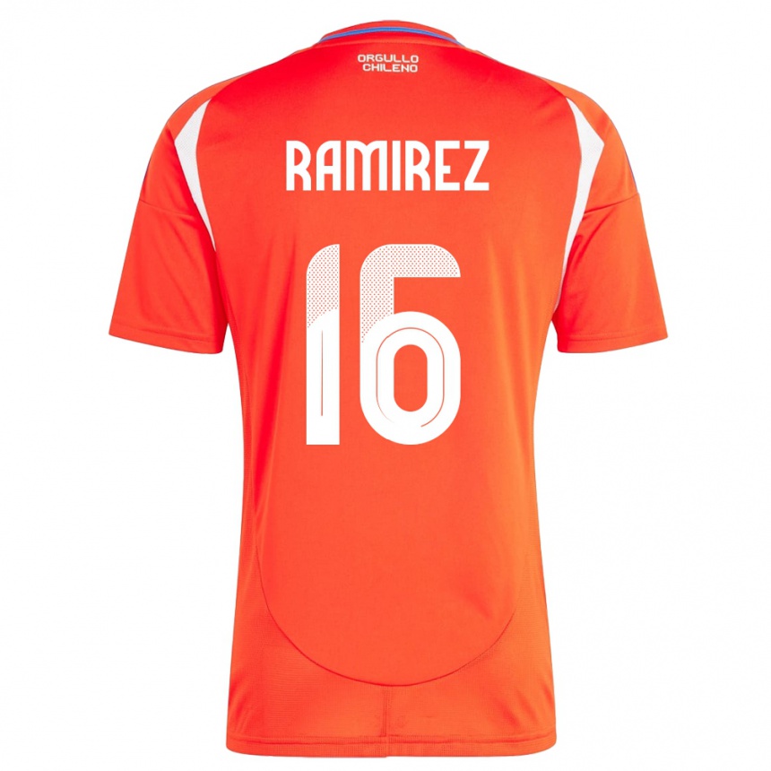 Kids Football Chile Vicente Ramírez #16 Red Home Jersey 24-26 T-Shirt Canada