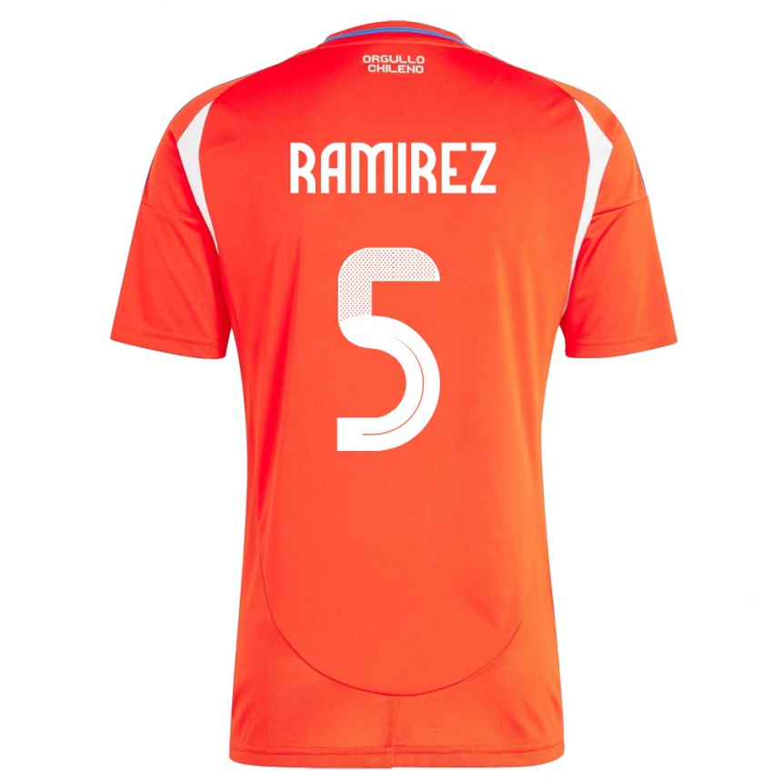 Kids Football Chile Fernanda Ramírez #5 Red Home Jersey 24-26 T-Shirt Canada