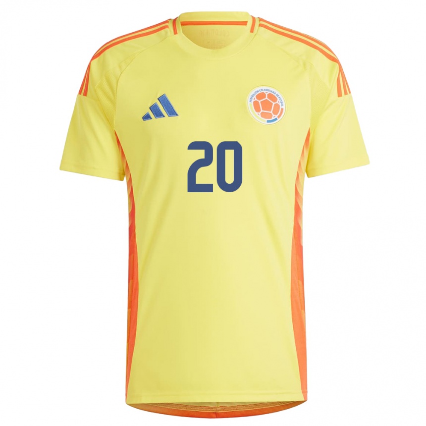 Kids Football Colombia Daniel Luna #20 Yellow Home Jersey 24-26 T-Shirt Canada