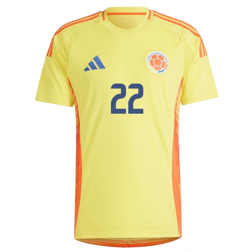 Kids Football Colombia Daniela Caracas #22 Yellow Home Jersey 24-26 T-Shirt Canada