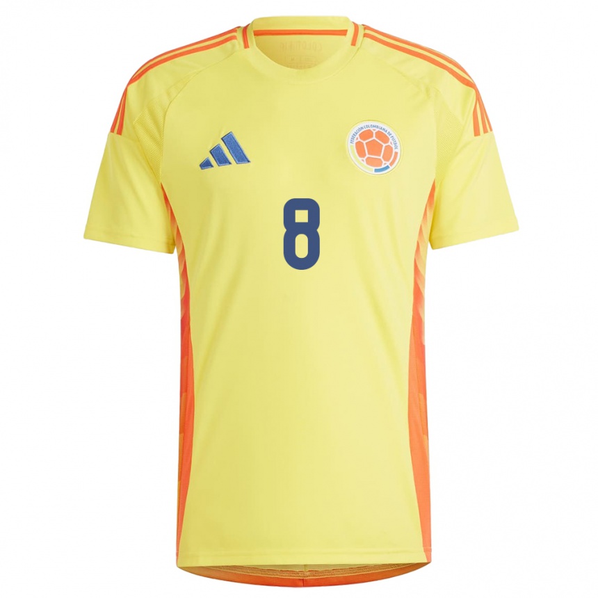 Kids Football Colombia Marcela Restrepo #8 Yellow Home Jersey 24-26 T-Shirt Canada