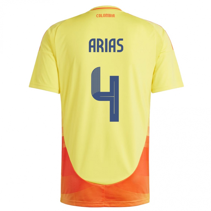 Kids Football Colombia Santiago Arias #4 Yellow Home Jersey 24-26 T-Shirt Canada