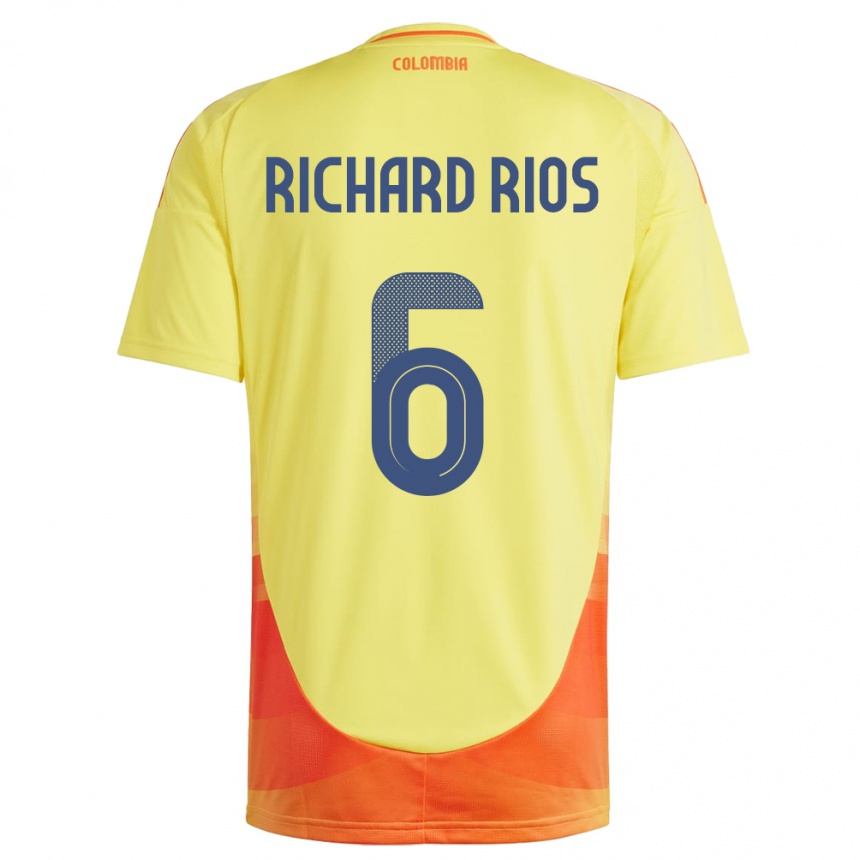 Kids Football Colombia Richard Ríos #6 Yellow Home Jersey 24-26 T-Shirt Canada