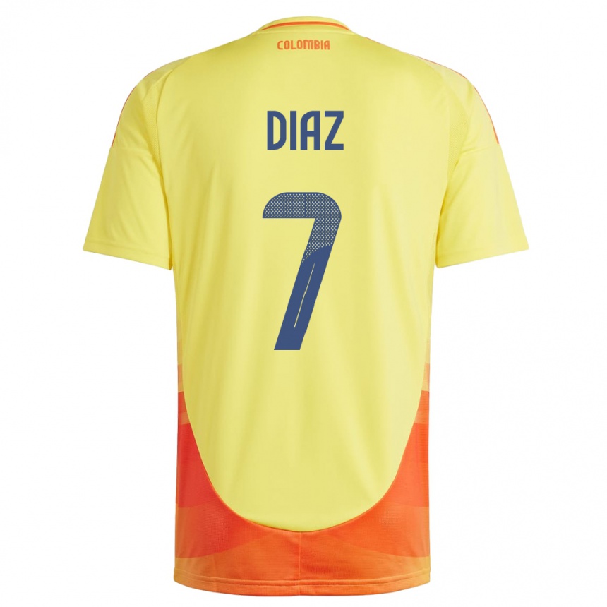 Kids Football Colombia Luis Díaz #7 Yellow Home Jersey 24-26 T-Shirt Canada