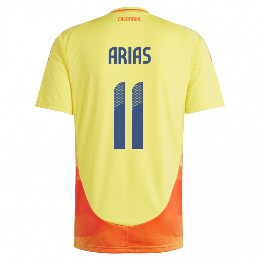 Kids Football Colombia Jhon Arias #11 Yellow Home Jersey 24-26 T-Shirt Canada