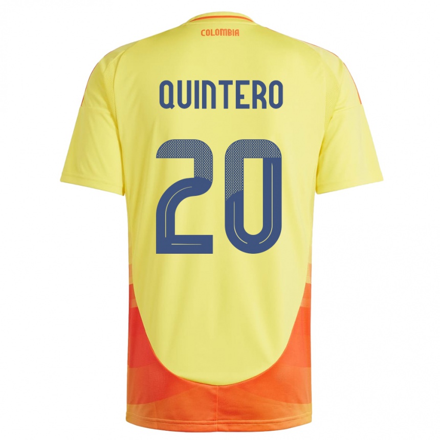 Kids Football Colombia Juan Fernando Quintero #20 Yellow Home Jersey 24-26 T-Shirt Canada