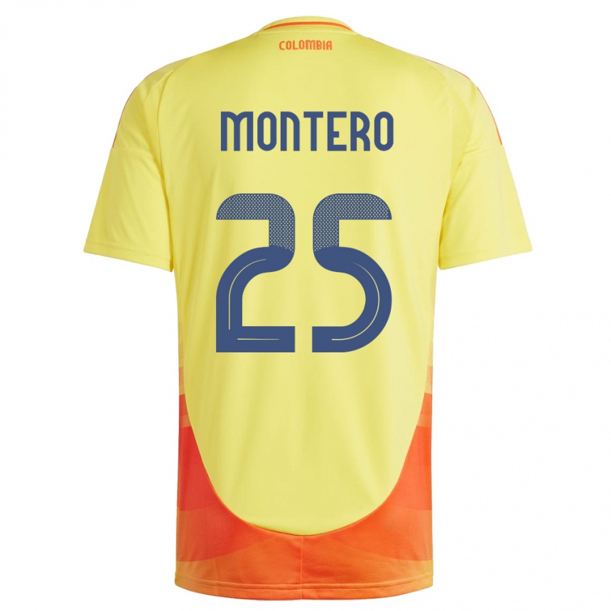 Kids Football Colombia Álvaro Montero #25 Yellow Home Jersey 24-26 T-Shirt Canada