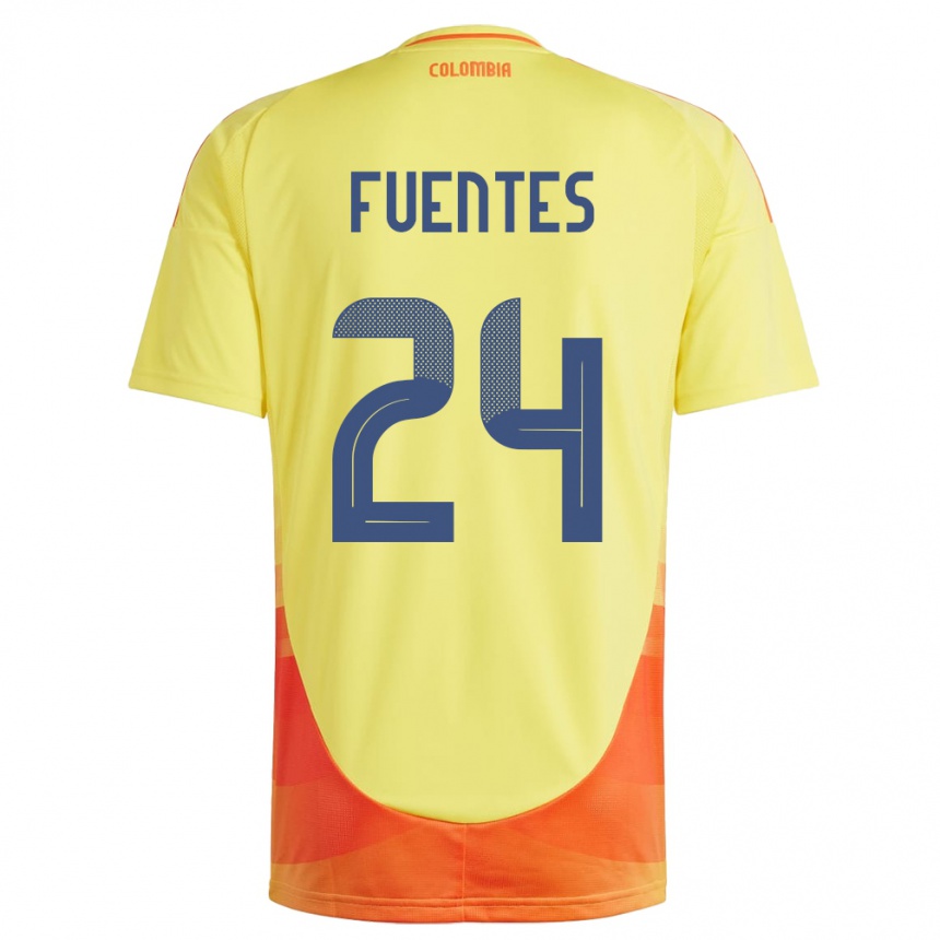 Kids Football Colombia Gabriel Fuentes #24 Yellow Home Jersey 24-26 T-Shirt Canada