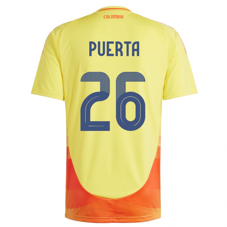 Kids Football Colombia Gustavo Puerta #26 Yellow Home Jersey 24-26 T-Shirt Canada