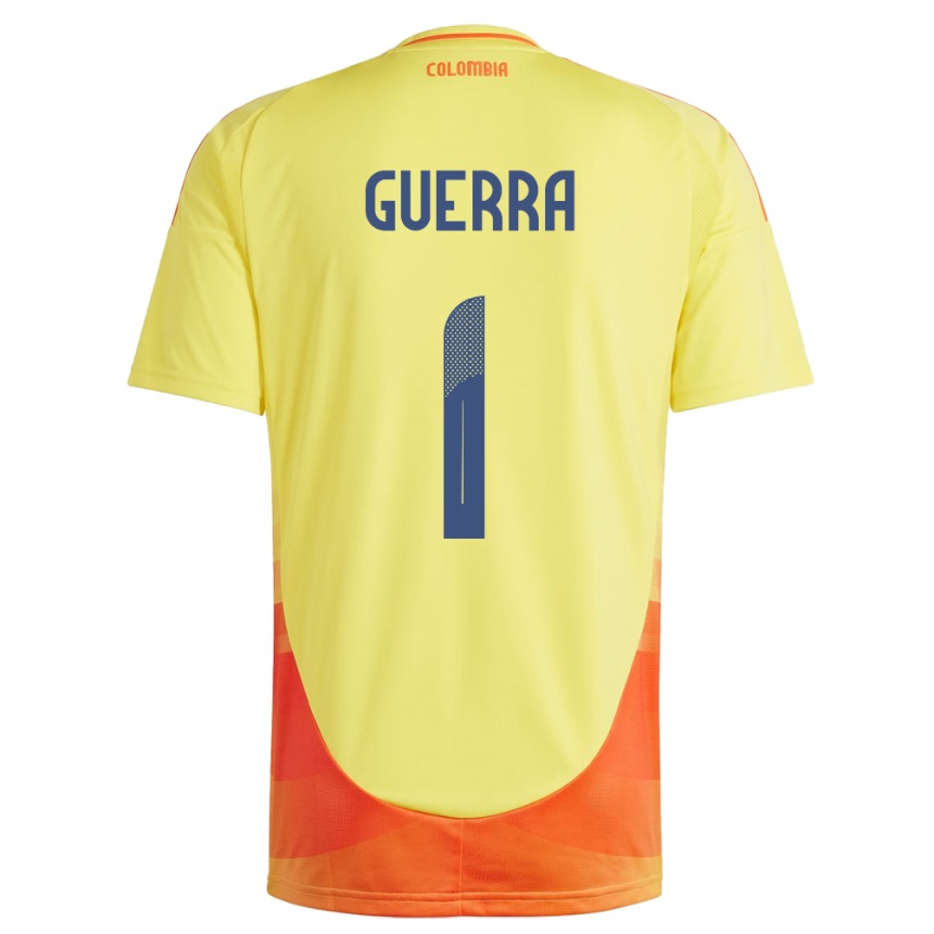 Kids Football Colombia Sebastián Guerra #1 Yellow Home Jersey 24-26 T-Shirt Canada