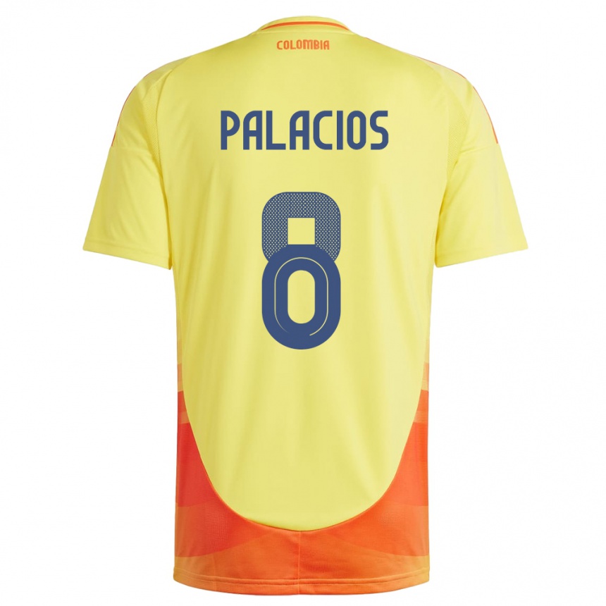 Kids Football Colombia Brahian Palacios #8 Yellow Home Jersey 24-26 T-Shirt Canada