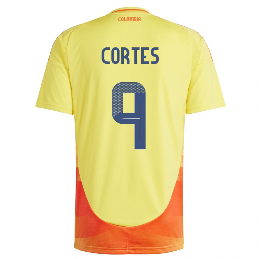 Kids Football Colombia Carlos Cortés #9 Yellow Home Jersey 24-26 T-Shirt Canada