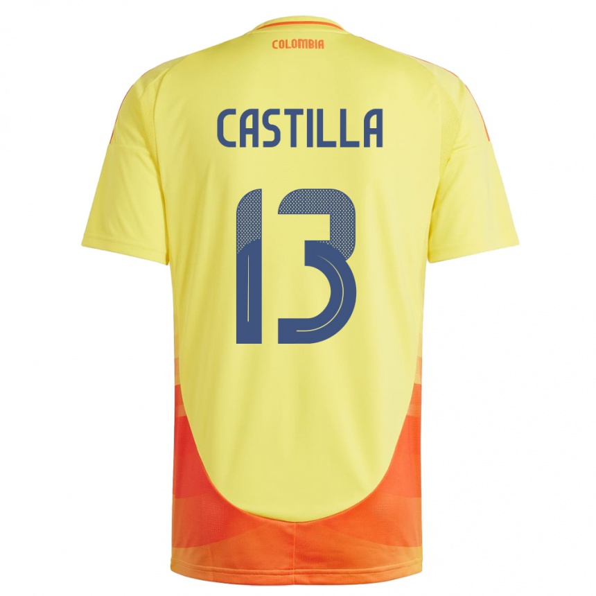 Kids Football Colombia Juan Castilla #13 Yellow Home Jersey 24-26 T-Shirt Canada