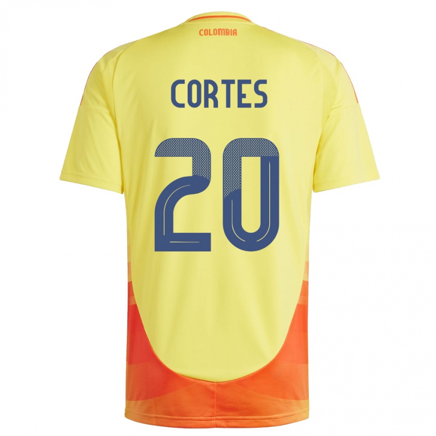 Kids Football Colombia Óscar Cortés #20 Yellow Home Jersey 24-26 T-Shirt Canada