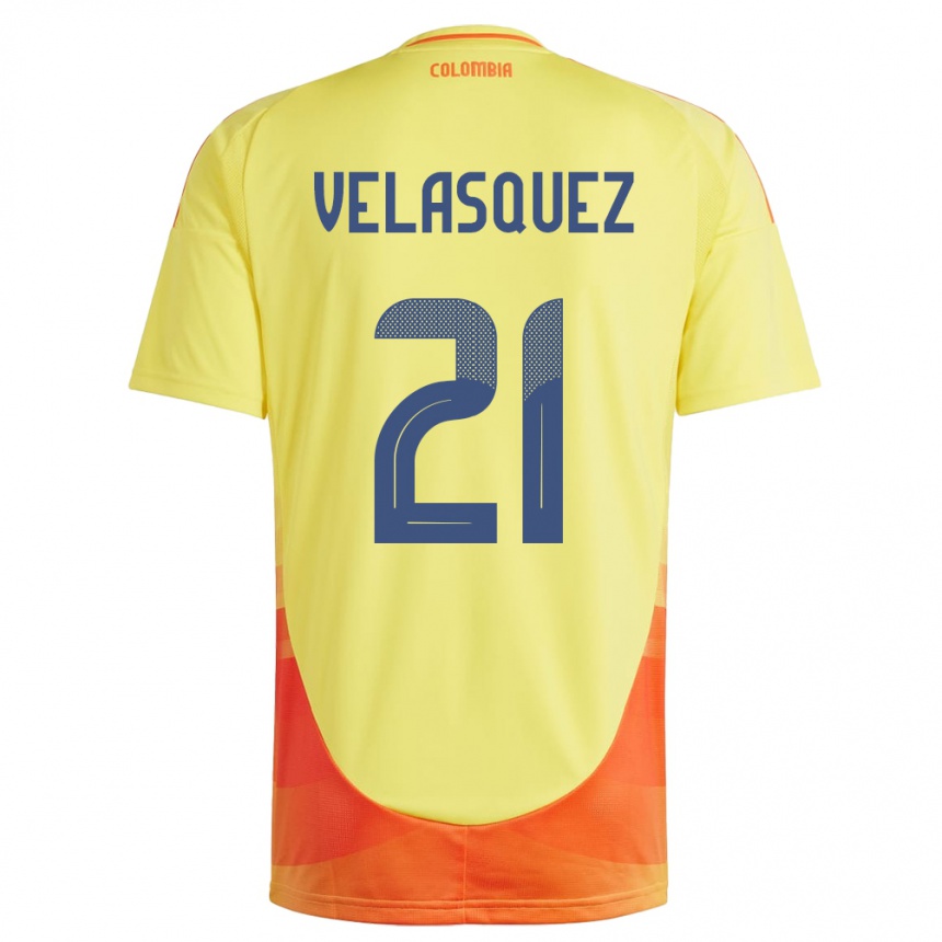 Kids Football Colombia Samuel Velásquez #21 Yellow Home Jersey 24-26 T-Shirt Canada