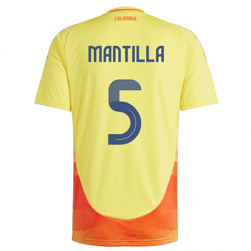 Kids Football Colombia Kevin Mantilla #5 Yellow Home Jersey 24-26 T-Shirt Canada