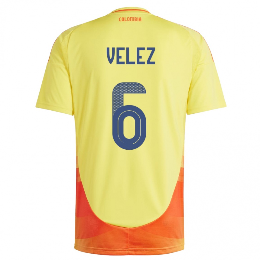 Kids Football Colombia Jhon Vélez #6 Yellow Home Jersey 24-26 T-Shirt Canada