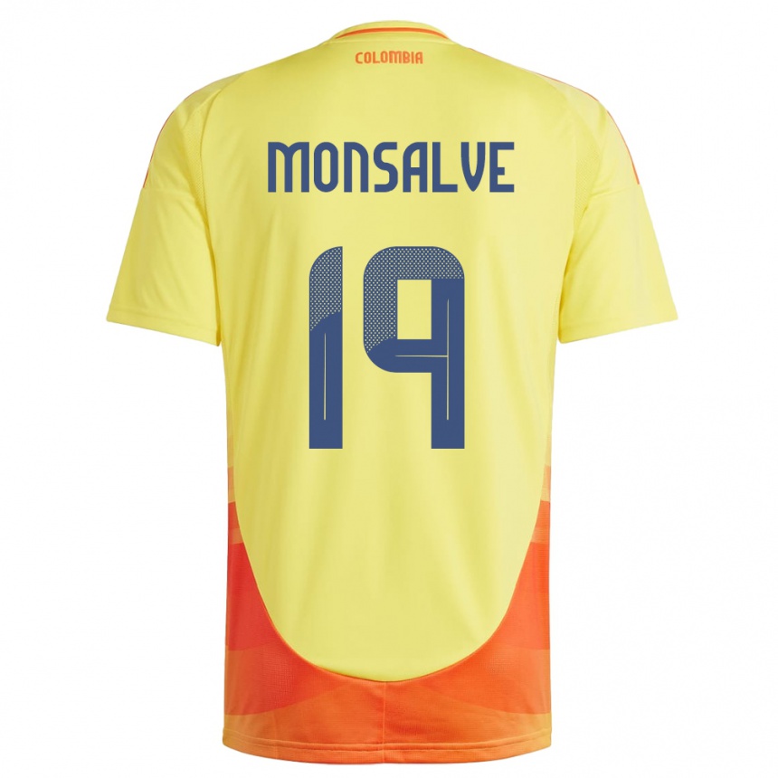 Kids Football Colombia Miguel Monsalve #19 Yellow Home Jersey 24-26 T-Shirt Canada