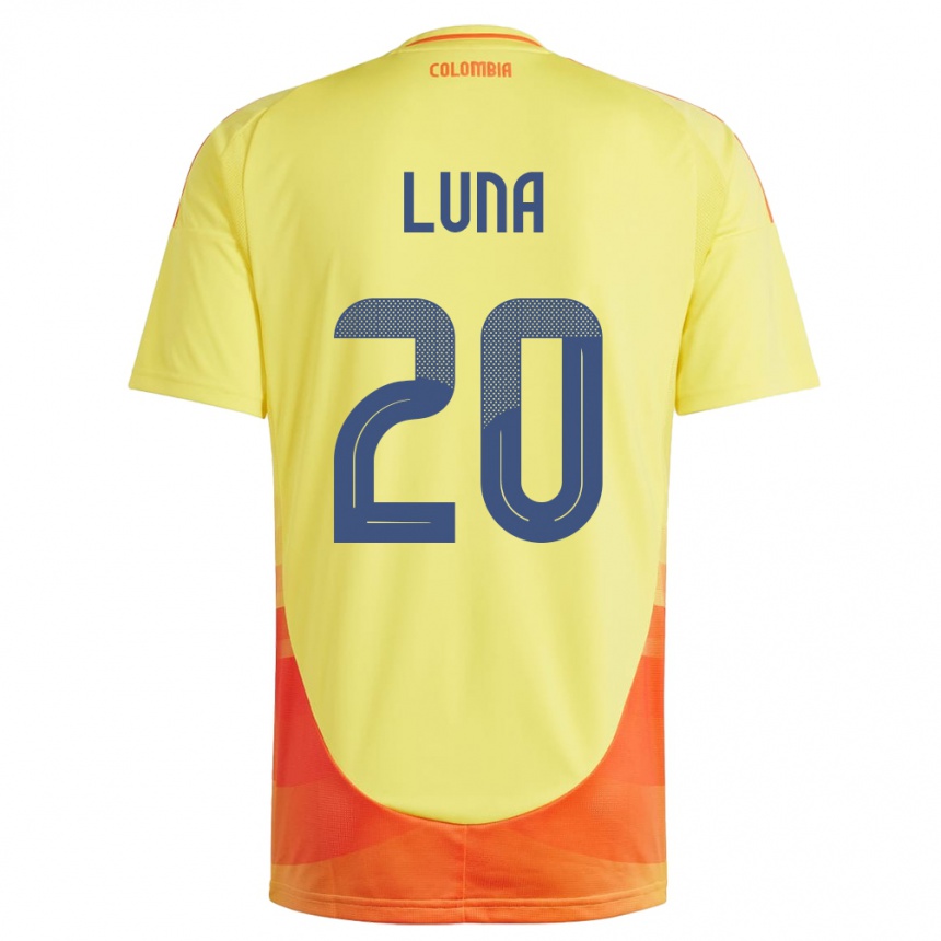 Kids Football Colombia Daniel Luna #20 Yellow Home Jersey 24-26 T-Shirt Canada