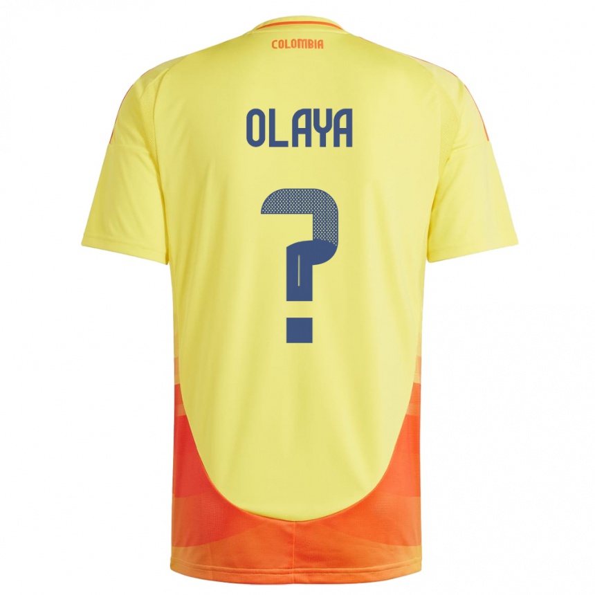 Kids Football Colombia Elber Olaya #0 Yellow Home Jersey 24-26 T-Shirt Canada