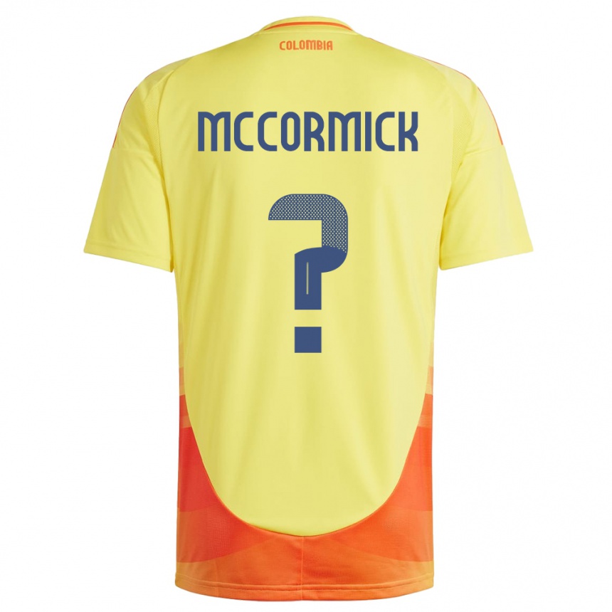 Kids Football Colombia Hollman Mccormick #0 Yellow Home Jersey 24-26 T-Shirt Canada