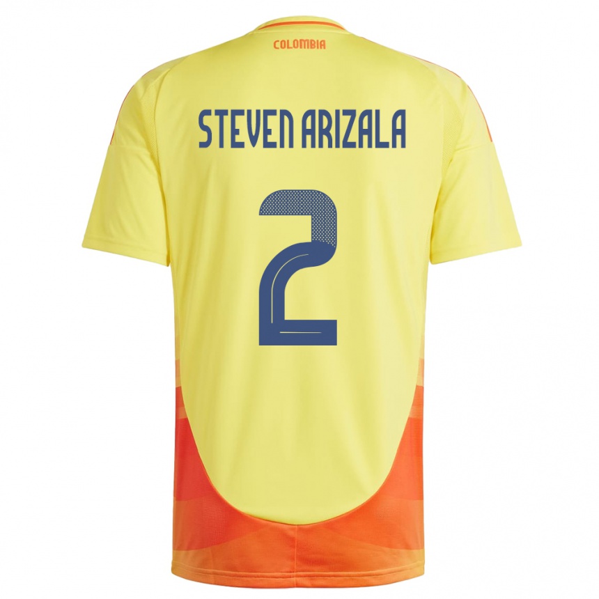 Kids Football Colombia Elver Steven Arizala #2 Yellow Home Jersey 24-26 T-Shirt Canada