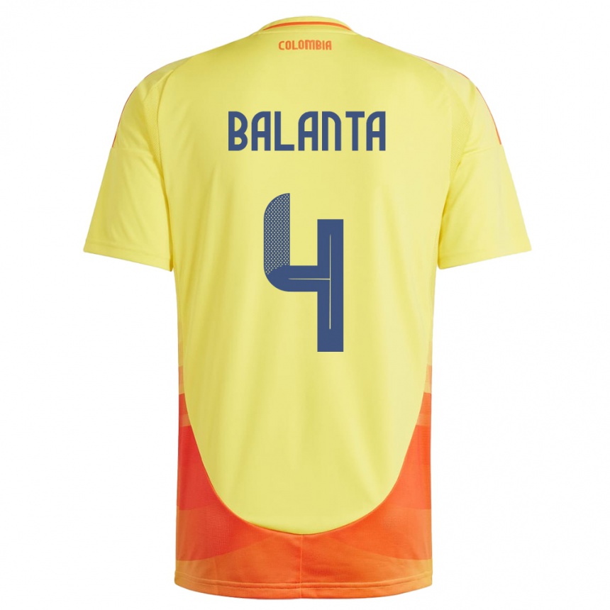 Kids Football Colombia Marlon Balanta #4 Yellow Home Jersey 24-26 T-Shirt Canada