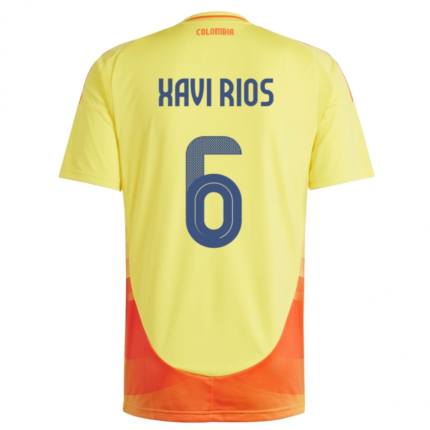 Kids Football Colombia Xavi Ríos #6 Yellow Home Jersey 24-26 T-Shirt Canada