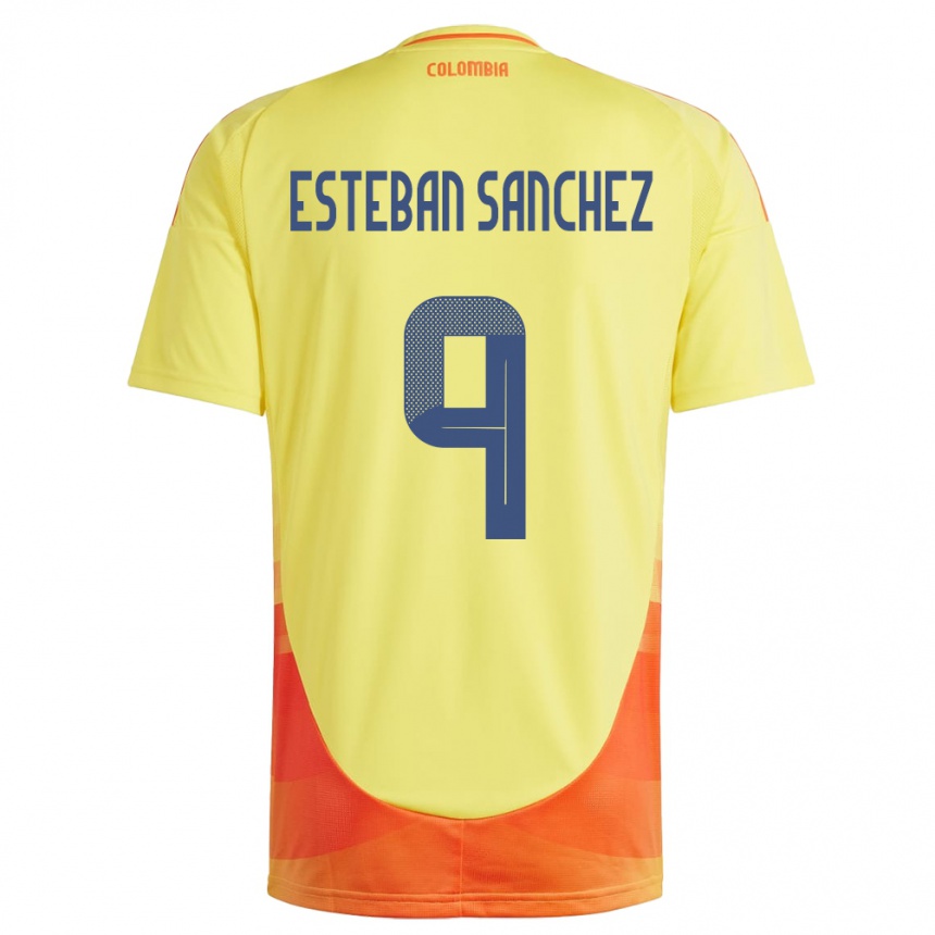 Kids Football Colombia Juan Esteban Sánchez #9 Yellow Home Jersey 24-26 T-Shirt Canada