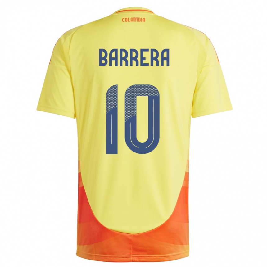 Kids Football Colombia Jordan Barrera #10 Yellow Home Jersey 24-26 T-Shirt Canada