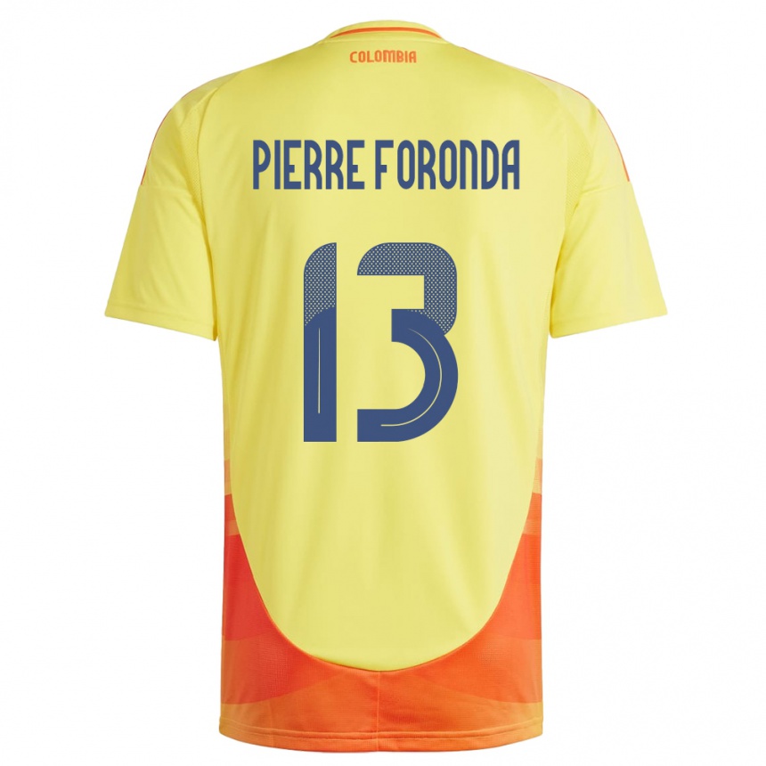 Kids Football Colombia Jean Pierre Foronda #13 Yellow Home Jersey 24-26 T-Shirt Canada