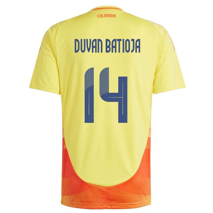 Kids Football Colombia Andy Duván Batioja #14 Yellow Home Jersey 24-26 T-Shirt Canada