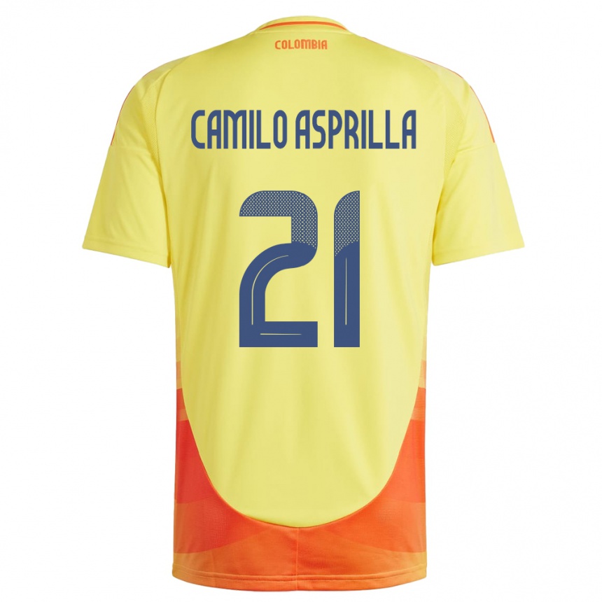 Kids Football Colombia Juan Camilo Asprilla #21 Yellow Home Jersey 24-26 T-Shirt Canada