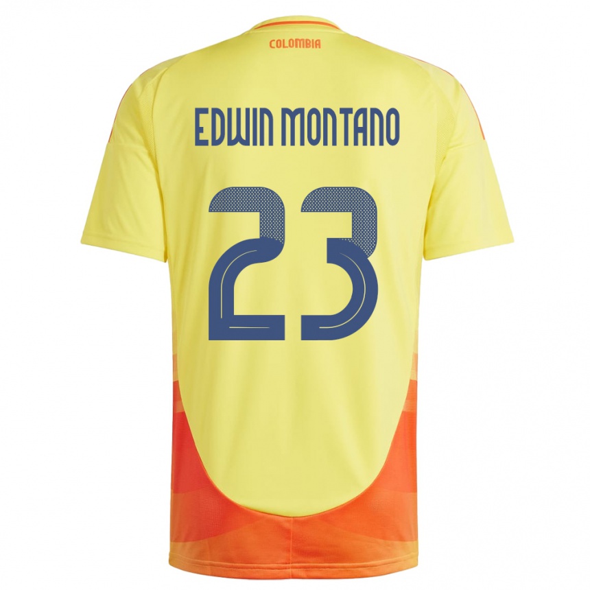 Kids Football Colombia John Edwin Montaño #23 Yellow Home Jersey 24-26 T-Shirt Canada