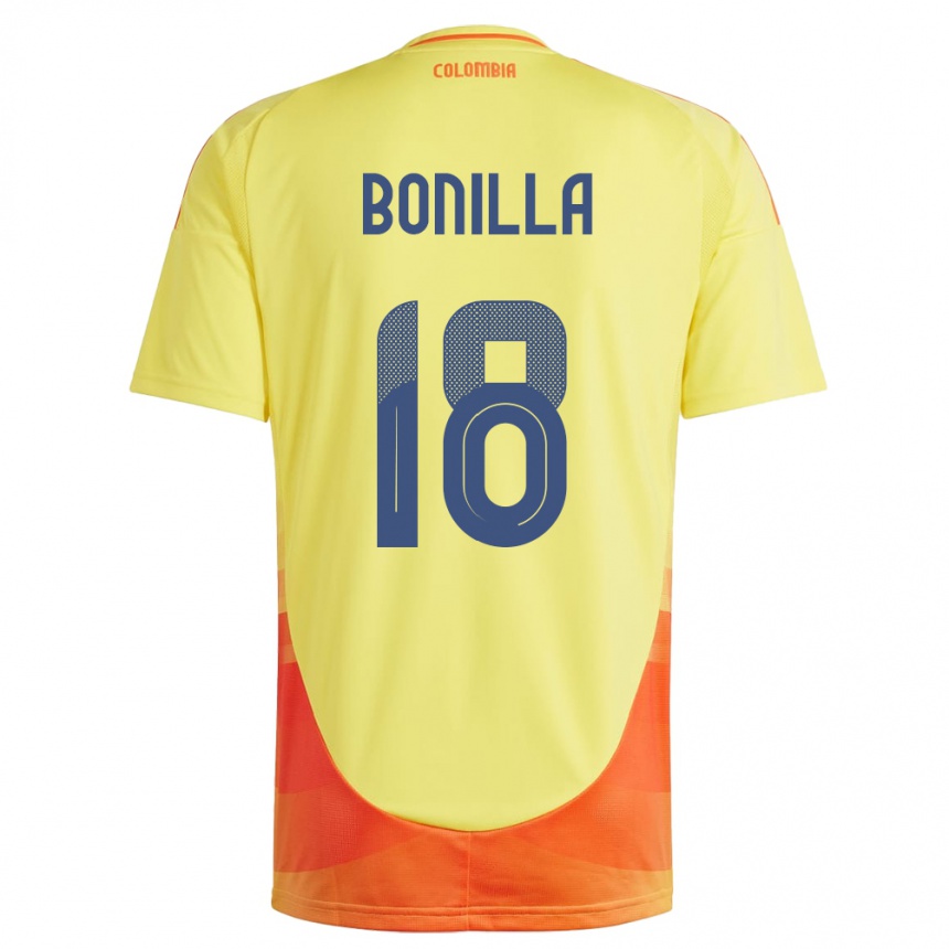 Kids Football Colombia Wendy Bonilla #18 Yellow Home Jersey 24-26 T-Shirt Canada