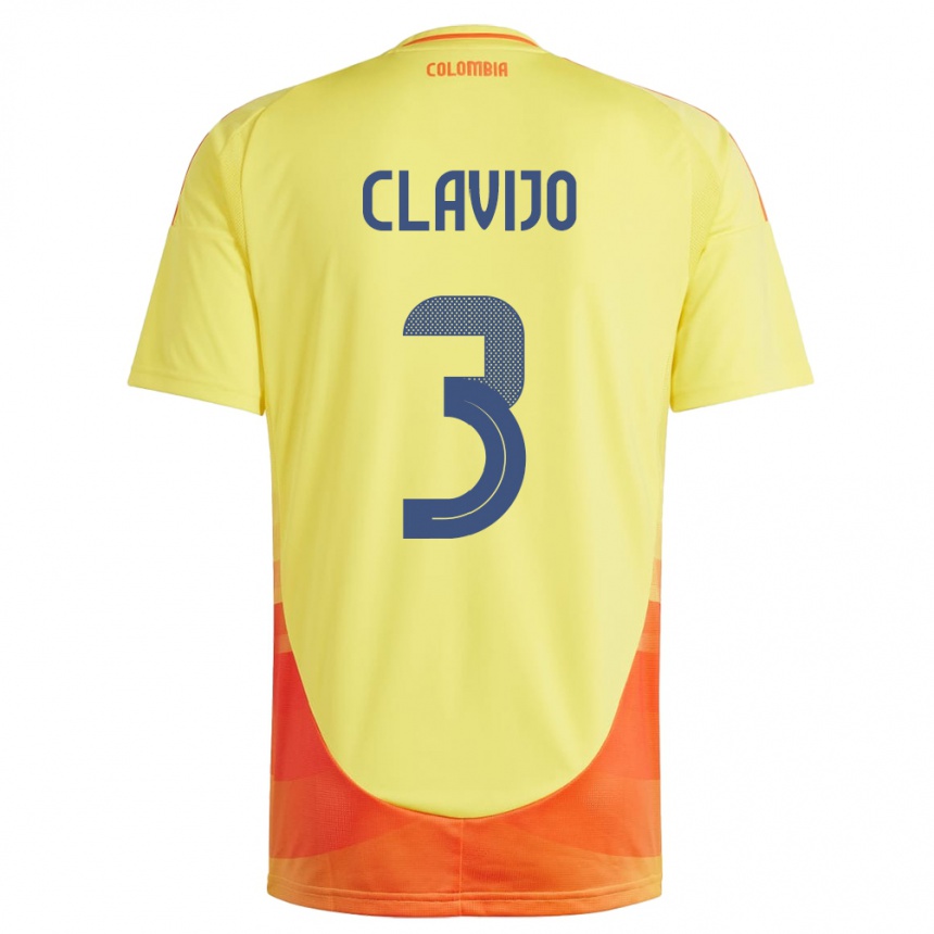 Kids Football Colombia Ángela Clavijo #3 Yellow Home Jersey 24-26 T-Shirt Canada