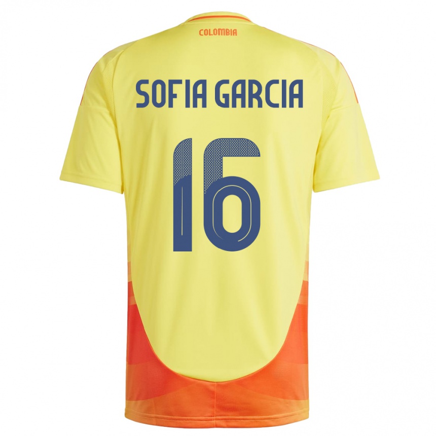 Kids Football Colombia Sofía García #16 Yellow Home Jersey 24-26 T-Shirt Canada