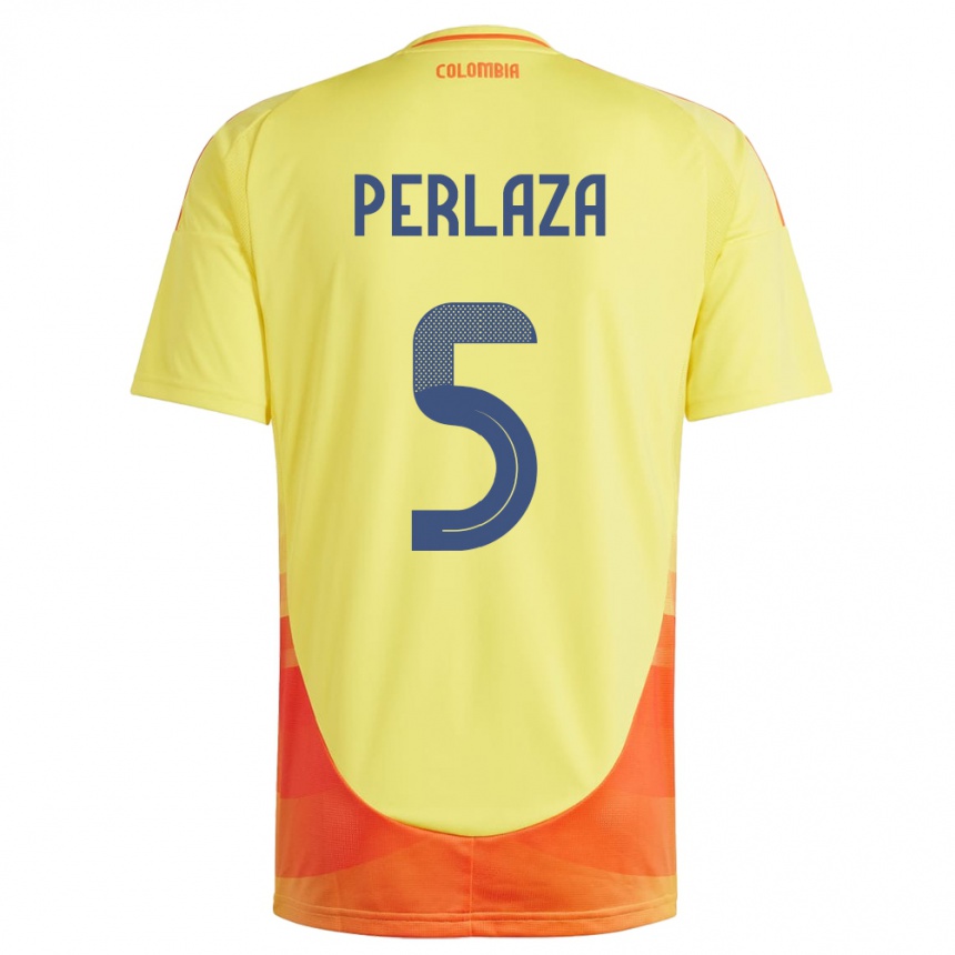 Kids Football Colombia Stefania Perlaza #5 Yellow Home Jersey 24-26 T-Shirt Canada