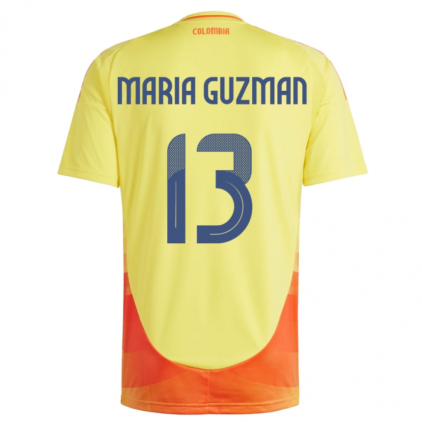 Kids Football Colombia Ana María Guzmán #13 Yellow Home Jersey 24-26 T-Shirt Canada