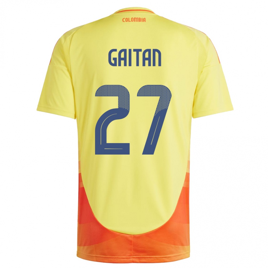 Kids Football Colombia Natalia Gaitán #27 Yellow Home Jersey 24-26 T-Shirt Canada