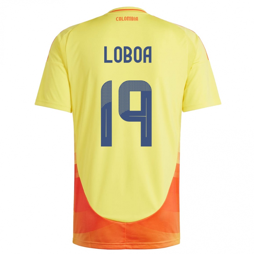 Kids Football Colombia Valerin Loboa #19 Yellow Home Jersey 24-26 T-Shirt Canada