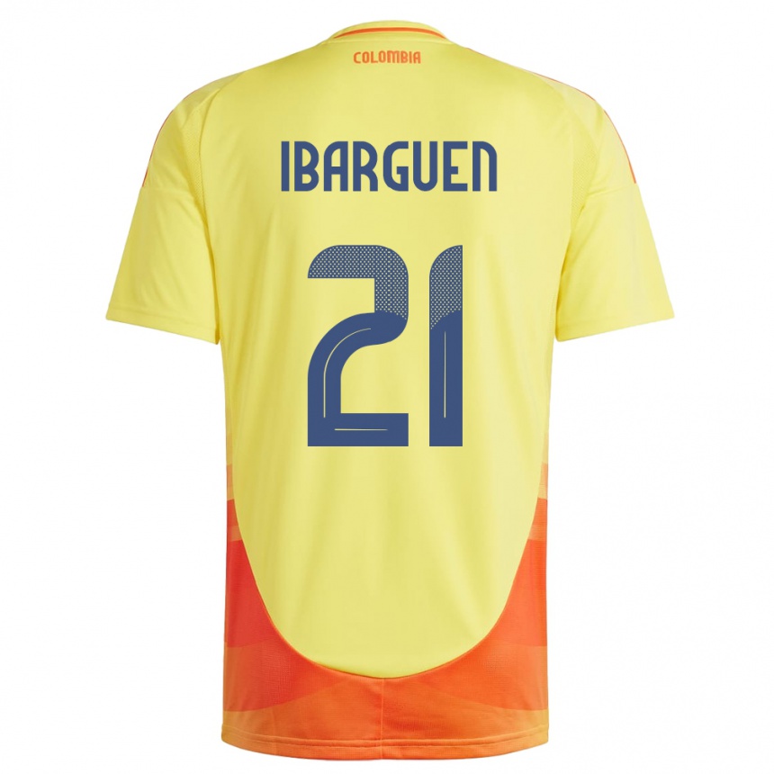 Kids Football Colombia Kelly Ibargüen #21 Yellow Home Jersey 24-26 T-Shirt Canada